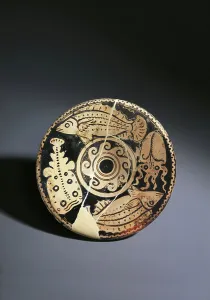 Red-figure pottery dish with fish decoration, from Cerveteri Red-figure pottery dish with fish decoration, from Cerveteri