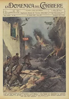 The Reds continue their barbaric tactic of destroying cities rather than abandoning them to the nationals (colour litho)