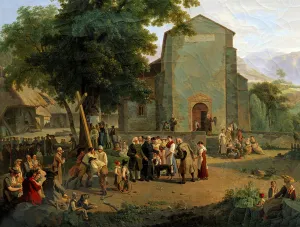 The reestablishment of worship after the Revolution. Swiss painting by Adam Topffer The reestablishment of worship after the Revolution. Swiss painting by Adam Topffer