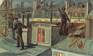 Uprising Gallery: Refueling of Fort Chabrol on rooftops, 1899 (engraving)