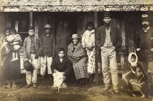 Refugees from Te Wairoa and others, 1886 (albumen print) Refugees from Te Wairoa and others, 1886 (albumen print)