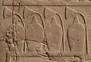 Detail of a relief depicting jars and lotus flowers (limestone) Detail of a relief depicting jars and lotus flowers (limestone)