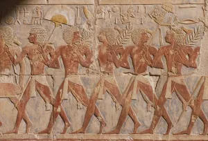 Relief depicting a parade in honour of the goddess Hathor Relief depicting a parade in honour of the goddess Hathor