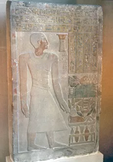 Ancient Egypt & Sites Gallery: Relief stela of Senwosret, chief of the treasury, Middle Kingdom, c.1970-1900 BC (painted limestone)