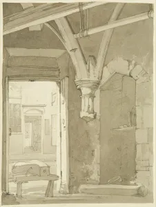Rundown Gallery: Part of the remains of Bristol Castle ( Vaulted Chamber ) (pencil & w / c on paper)