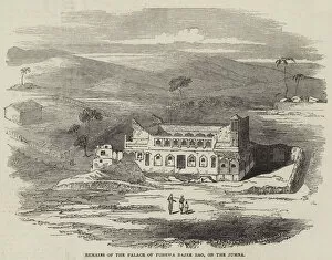 Jumna Gallery: Remains of the Palace of Pushwa Bajee Rao, on the Jumna (engraving)
