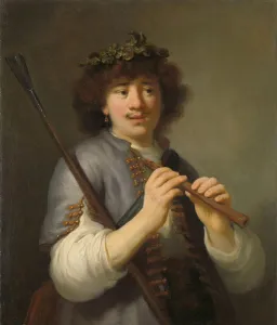 Rembrandt as Shepherd with Staff and Flute, 1636 (oil on canvas) Rembrandt as Shepherd with Staff and Flute, 1636 (oil on canvas)