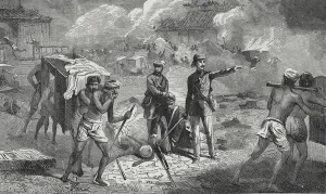 Removing the Sick and Wounded at Lucknow from the Residency to the Dilkoosha in Removing the Sick and Wounded at Lucknow from the Residency to the Dilkoosha in