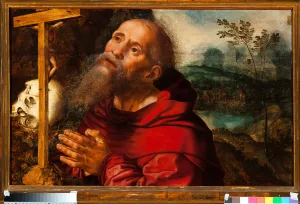 Representation of Saint Jerome (St Jerome) Painting by Jan Sanders Van Hemessen (ca Representation of Saint Jerome (St Jerome) Painting by Jan Sanders Van Hemessen (ca
