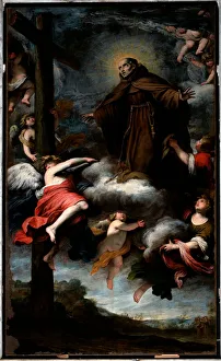 Representation of Saint Louis of Anjou worshipping the cross (oil on canvas, 17th century) Representation of Saint Louis of Anjou worshipping the cross (oil on canvas, 17th century)