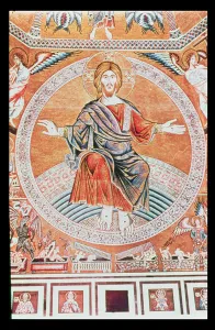 Reproduction of the mosaic of the Last Judgement in the Baptistery, Florence (colour Reproduction of the mosaic of the Last Judgement in the Baptistery, Florence (colour