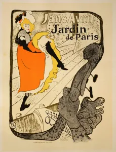Reproduction of a poster advertising Jane Avril at the Jardin de Paris Reproduction of a poster advertising Jane Avril at the Jardin de Paris