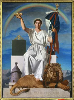 The Republic. Allegory representing the republic as a woman wearing a laurel wreath, symbol of peace