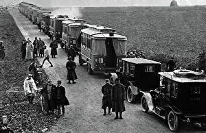 1914 1918 Gallery: Requisitioned Cabs used at the Battle of the Marne, 1914 (b/w photo)