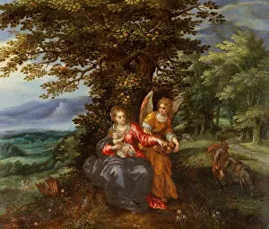 The Rest on the Flight into Egypt (oil on copper)