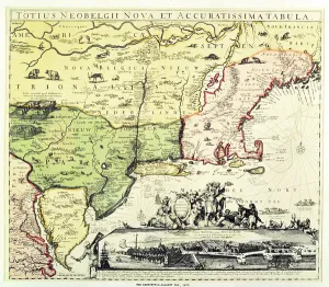 The Restitutio-Allardt Map of New Amsterdam, engraved and pub The Restitutio-Allardt Map of New Amsterdam, engraved and pub