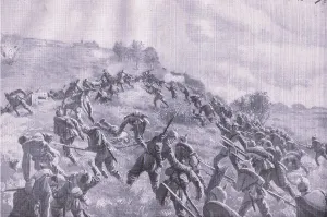 The retaking of Szawle. Storming the ridge, from The Illustrated History of the World War The retaking of Szawle. Storming the ridge, from The Illustrated History of the World War
