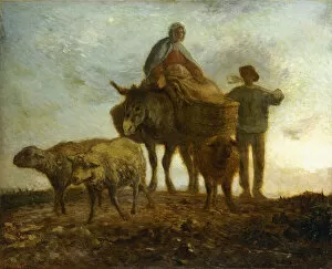 Return from the Fields, (oil on canvas)