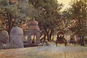 Returning from the Mela, Allahabad (colour litho) Returning from the Mela, Allahabad (colour litho)