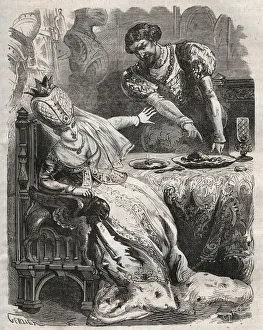 To take revenge for the infidelity of his wife, Gabrielle de Vergy, Eudes de Fayel makes him eat without his knowledge To take revenge for the infidelity of his wife, Gabrielle de Vergy, Eudes de Fayel makes him eat without his knowledge