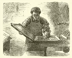 The Reverend William Davy as his own printer (engraving)