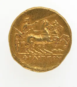 Reverse of a stater of Philip II of Macedonia, 359-336 BC (gold) Reverse of a stater of Philip II of Macedonia, 359-336 BC (gold)