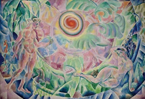 Modernist Art Gallery: The Rhythm (Adam and Eve), 1910 (oil, pencil and crayon on canvas)