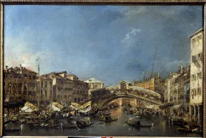 The Rialto Bridge in Venice in the 18th century Painting by Francesco Guardi (1712-1793 The Rialto Bridge in Venice in the 18th century Painting by Francesco Guardi (1712-1793