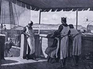 Richard I first sights Acre June 8 AD1191, 1920's (litho) Richard I first sights Acre June 8 AD1191, 1920's (litho)
