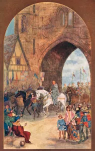 Richard II taken prisoner by Henry Bolingbroke brought to Chester, 1399 AD (colour litho) Richard II taken prisoner by Henry Bolingbroke brought to Chester, 1399 AD (colour litho)