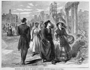 Richmond Ladies going to receive Government Rations, published 1865 (engraving) Richmond Ladies going to receive Government Rations, published 1865 (engraving)