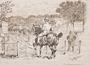 Where to ride?, illustration for Punch, 1883 (pen & ink on paper) Where to ride?, illustration for Punch, 1883 (pen & ink on paper)