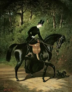 The Rider Kipler on her Black Mare (oil on canvas) The Rider Kipler on her Black Mare (oil on canvas)