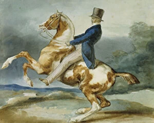 Images Dated 16th April 2012: A Rider and His Rearing Horse; Un Cavalier Cabrant Son Cheval