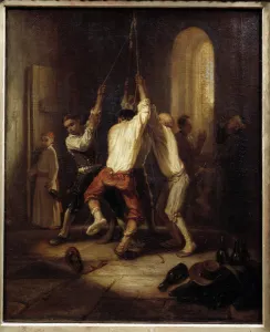 The ringtones. Men pull the rope to ring the bells. Painting by Alexandre Gabriel Decamps The ringtones. Men pull the rope to ring the bells. Painting by Alexandre Gabriel Decamps