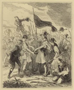 Rioters bathing their Standard bearer's hands in Blood (engraving) Rioters bathing their Standard bearer's hands in Blood (engraving)