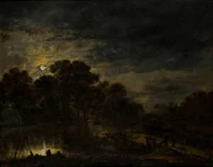 Related Images Gallery: River landscape by Moonlight, c.1623-77 (oil on canvas)