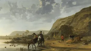 River Landscape with Riders, 1653-7 (oil on canvas) River Landscape with Riders, 1653-7 (oil on canvas)