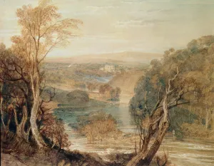 The River Wharfe with a distant view of Barden Tower
