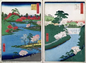 Along the riverbank, two views from 60-Odd Famous Views of the Provinces, pub Along the riverbank, two views from 60-Odd Famous Views of the Provinces, pub