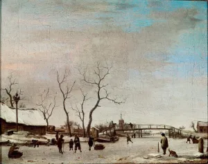 Riviere gelee with skaters Painting by Adriaen Van de Velde le jeune (1636-1672) 1668 Dim Riviere gelee with skaters Painting by Adriaen Van de Velde le jeune (1636-1672) 1668 Dim