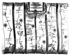 The road from London to Newhaven, from Ogilbys Britannia, 1675 (engraving) The road from London to Newhaven, from Ogilbys Britannia, 1675 (engraving)