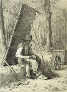The Road Mender, (black and white chalks on blue paper) The Road Mender, (black and white chalks on blue paper)