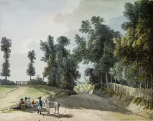 On the Road to Tonbridge: Travellers Resting on a Band Beside the Road, (pencil On the Road to Tonbridge: Travellers Resting on a Band Beside the Road, (pencil