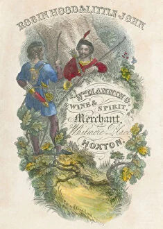 Robin Hood and Little John (coloured engraving)