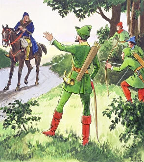 Robin Hood, from Peeps into the Past, published c.1900 (colour litho)
