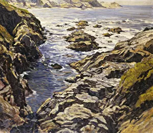 Images Dated 26th August 2011: Rocky Coast, (oil on canvas)
