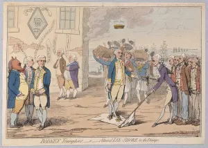 Rodney Triumphant or Admiral LeeShore in the Dumps, pub 1782 (hand coloured engraving) Rodney Triumphant or Admiral LeeShore in the Dumps, pub 1782 (hand coloured engraving)