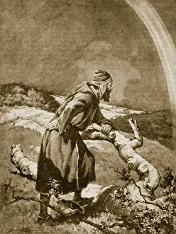 Investigation Gallery: Roger Bacon studying a rainbow (litho)