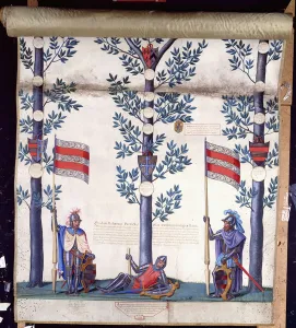 Roll of Arms and Pedigree of the Egerton Family, 1598 (illuminated manuscript on vellum) Roll of Arms and Pedigree of the Egerton Family, 1598 (illuminated manuscript on vellum)
